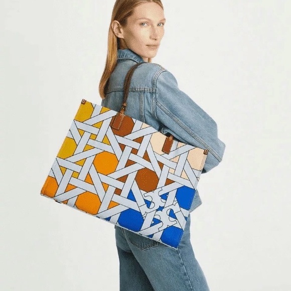 Tory Burch Ella Canvas Basketweave Tote Bag - NWT - Picture 5 of 9